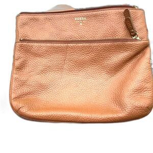 Fossil Bag 75082 Brown Pebble Leather Crossbody Saddle Pockets 12x10x3